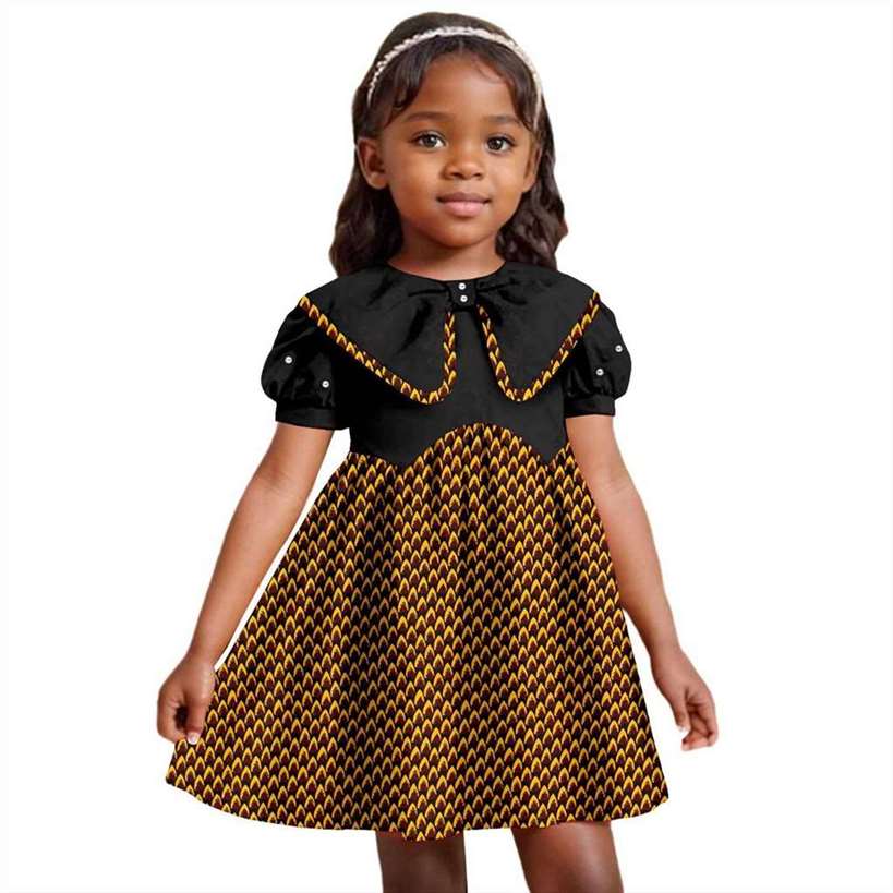 Print Dresses for Girl Ankara Embroidered Flared Dress