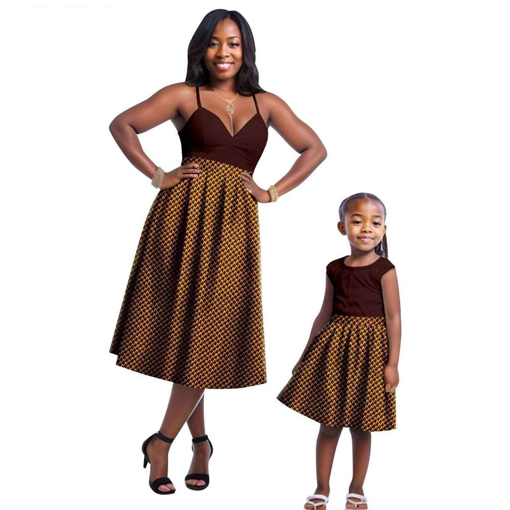 Print Dresses for Mother and Daughter Patchwork Dresses FM023-2