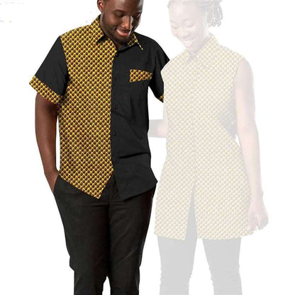 Women Print Shirts Match Men Outfits Patchwork Shirts CC056-2