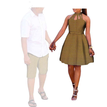 Couples Ankara Print Hollow Dresses Match Men Pants CC042