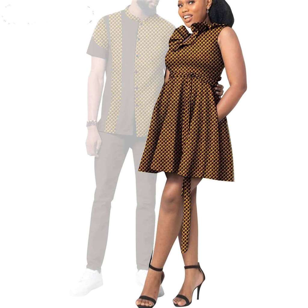 African Print Dresses for Women Couple Clothes Men Outfits CC038-2