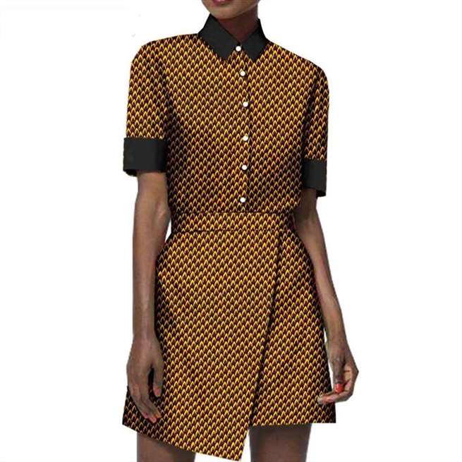 African Clothes Women Print Skirts Sets Men Suits CC082