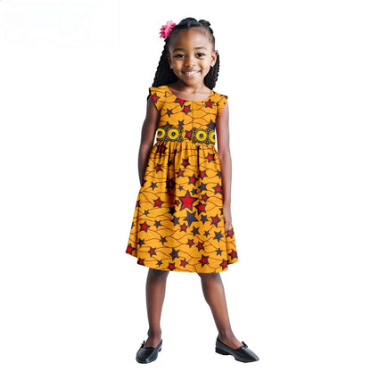 Print Appliques Dresses for Girls Ankara Outfits Summer Outerwear