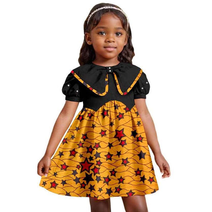 Print Dresses for Girl Ankara Embroidered Flared Dress