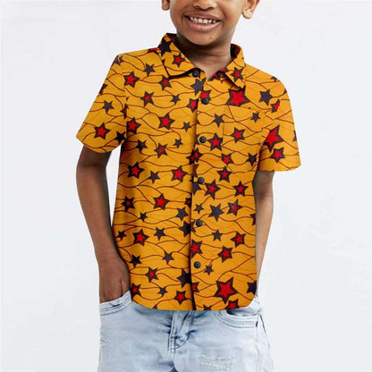 Boys Outfits Summer Casual Cotton Ankara Print Top Shirt Outerwear