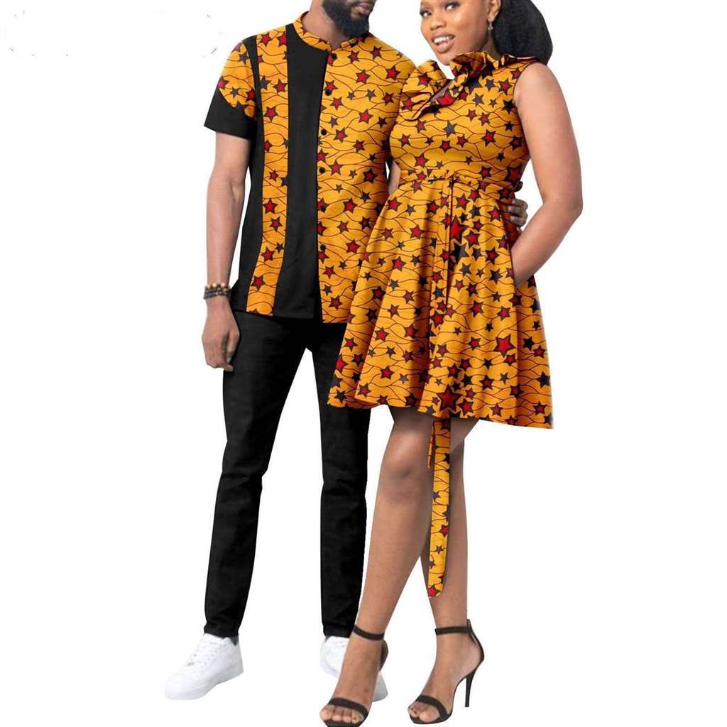 African Print Dresses for Women Couple Clothes Men Outfits CC038-2