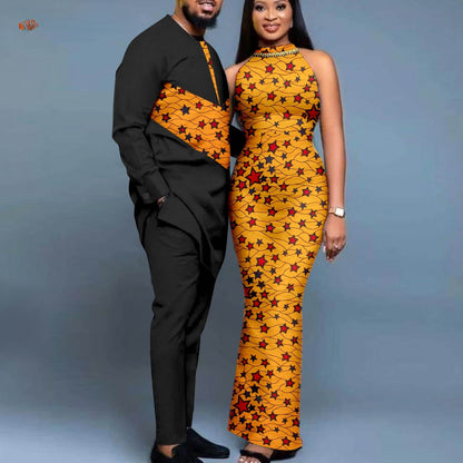 Couple African Dresses Women Matching Print Men's Sets CC031-2