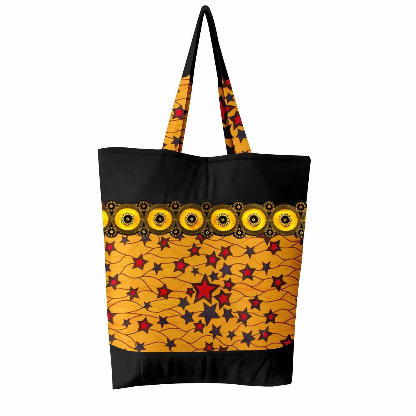 African Ankara Print Handbag Foldable Appliques Shoulder Bag