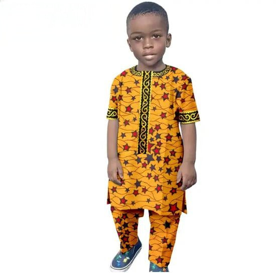 African Clothes Casual Cotton Ankara Print Top and Pant Sets