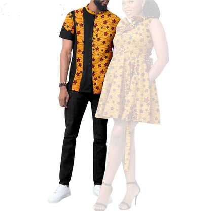 African Print Dresses for Women Couple Clothes Men Outfits CC038-2