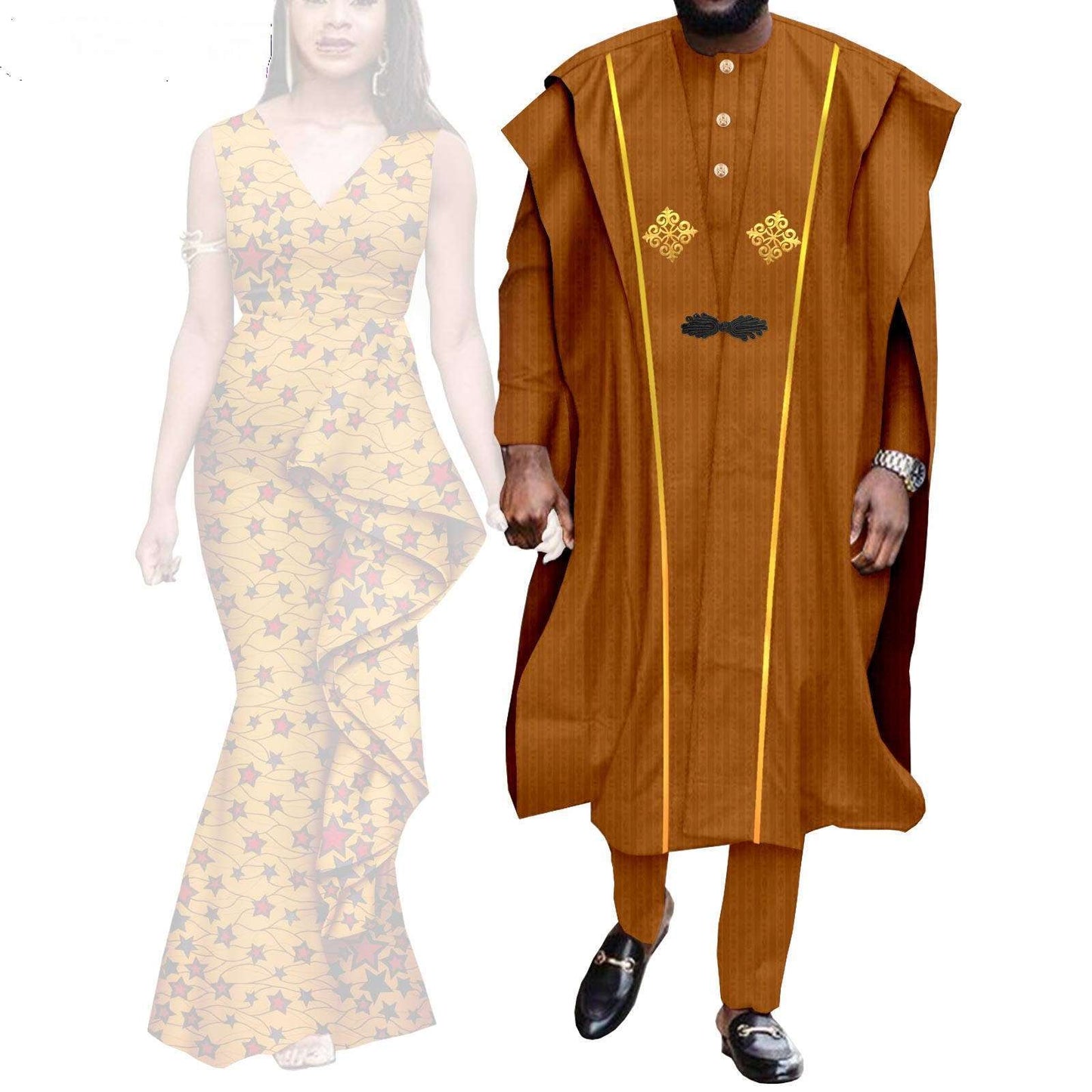 Couple Clothes African Print Women Dresses Men Outfits CC029-3