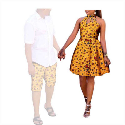 Couples Ankara Print Hollow Dresses Match Men Pants CC042