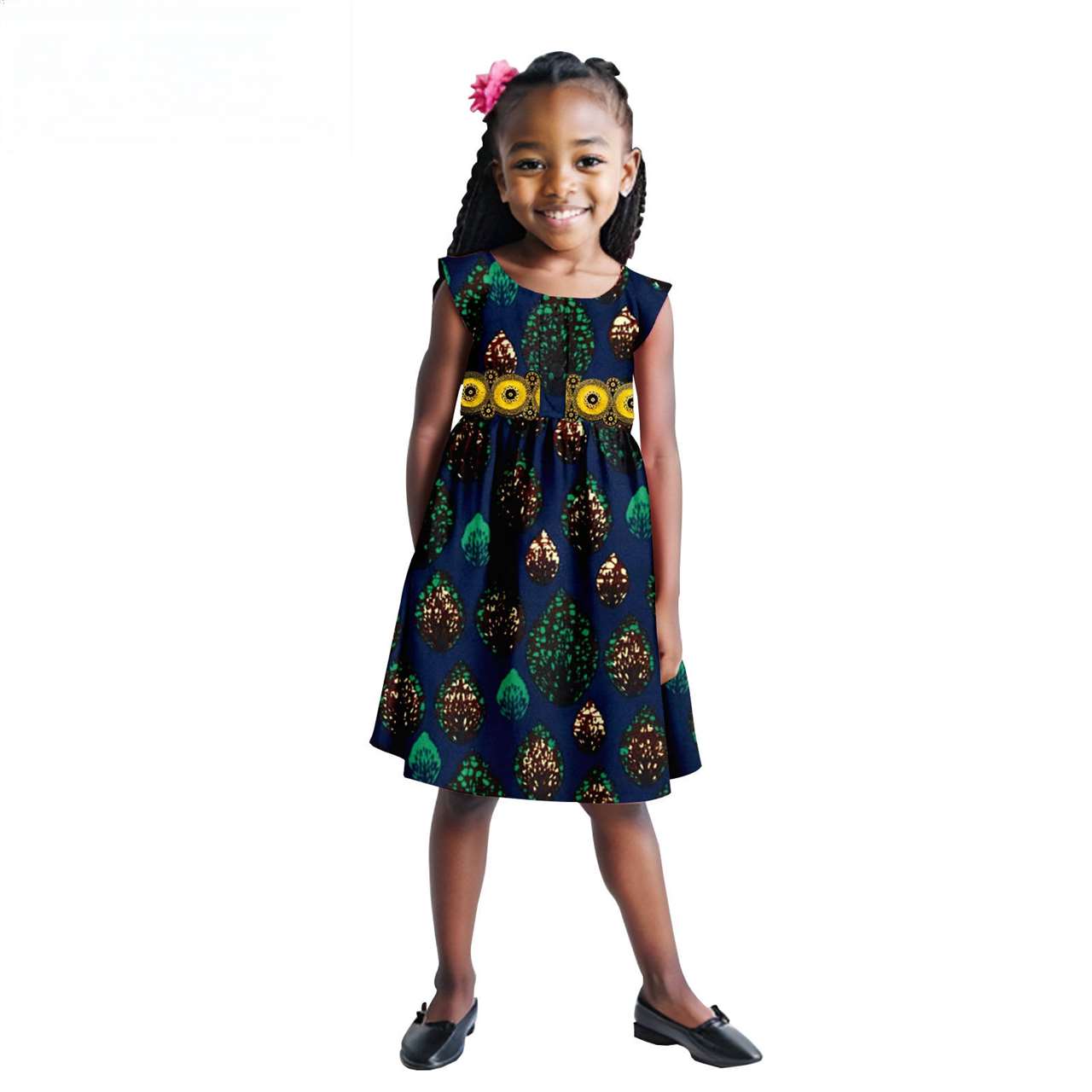 Print Appliques Dresses for Girls Ankara Outfits Summer Outerwear