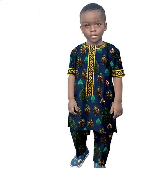 African Clothes Casual Cotton Ankara Print Top and Pant Sets