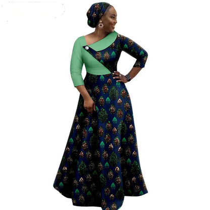 African Print Long Dresses for Women Match Men Robe Sets CC050-3