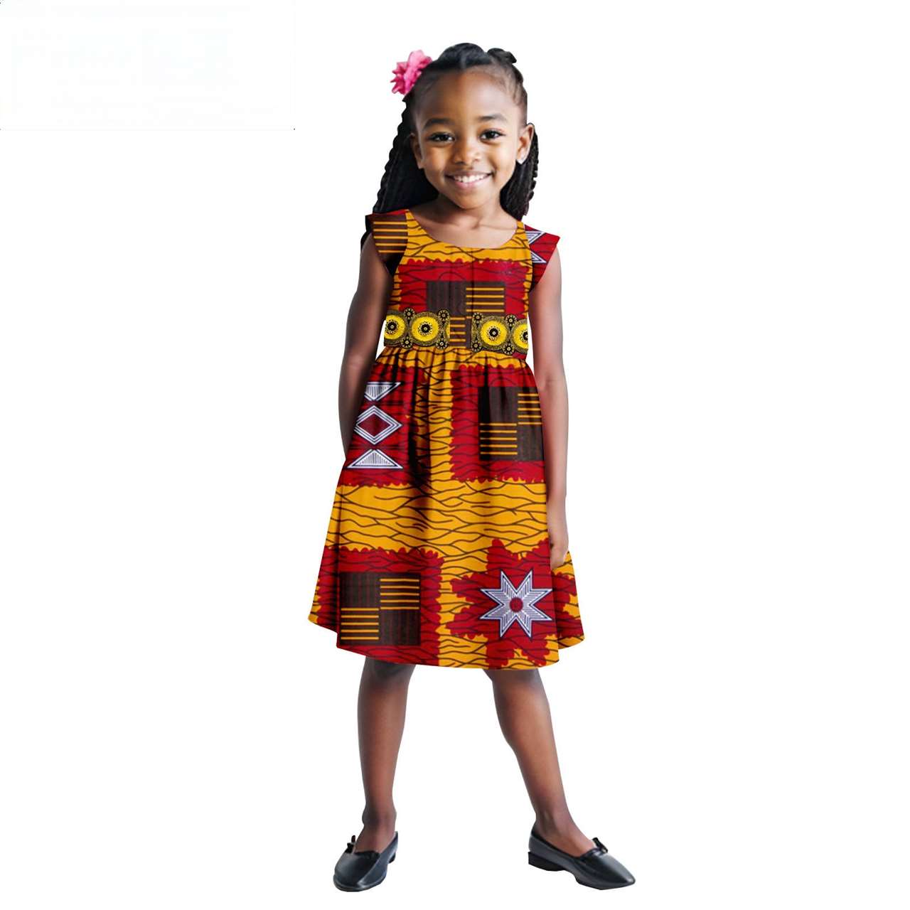 Print Appliques Dresses for Girls Ankara Outfits Summer Outerwear