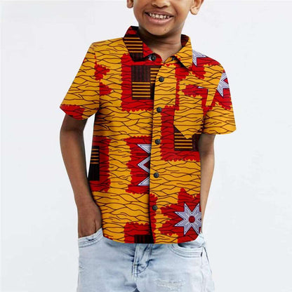 Boys Outfits Summer Casual Cotton Ankara Print Top Shirt Outerwear