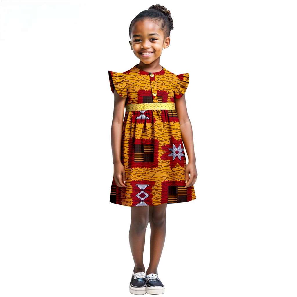 Print Dresses for Girl Summer Sleeve Dress Ankara Outfits