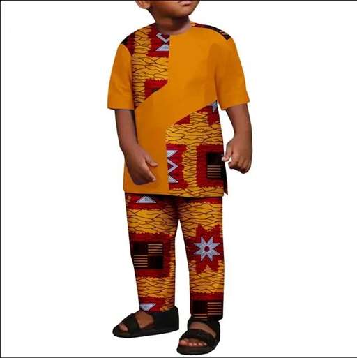 Summer Cotton Ankara Print Outfits for Boys | Top and Pant Sets