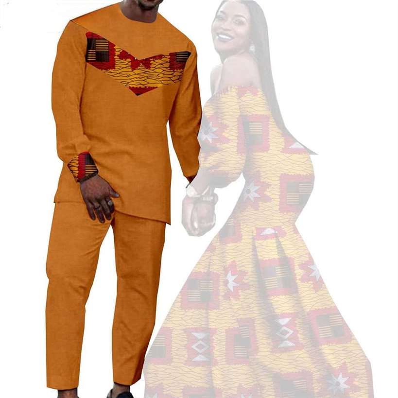 Couples African Dresses Women Print Long Match Men Sets CC005-2