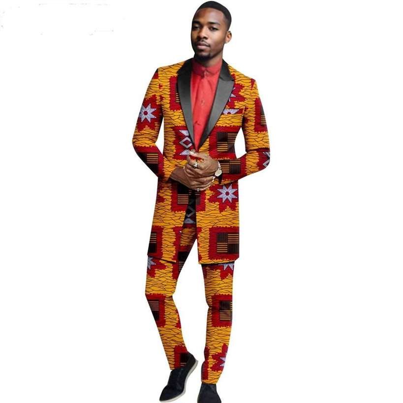 African Women Print Long Dresses Match Men Suit Sets CC046-2