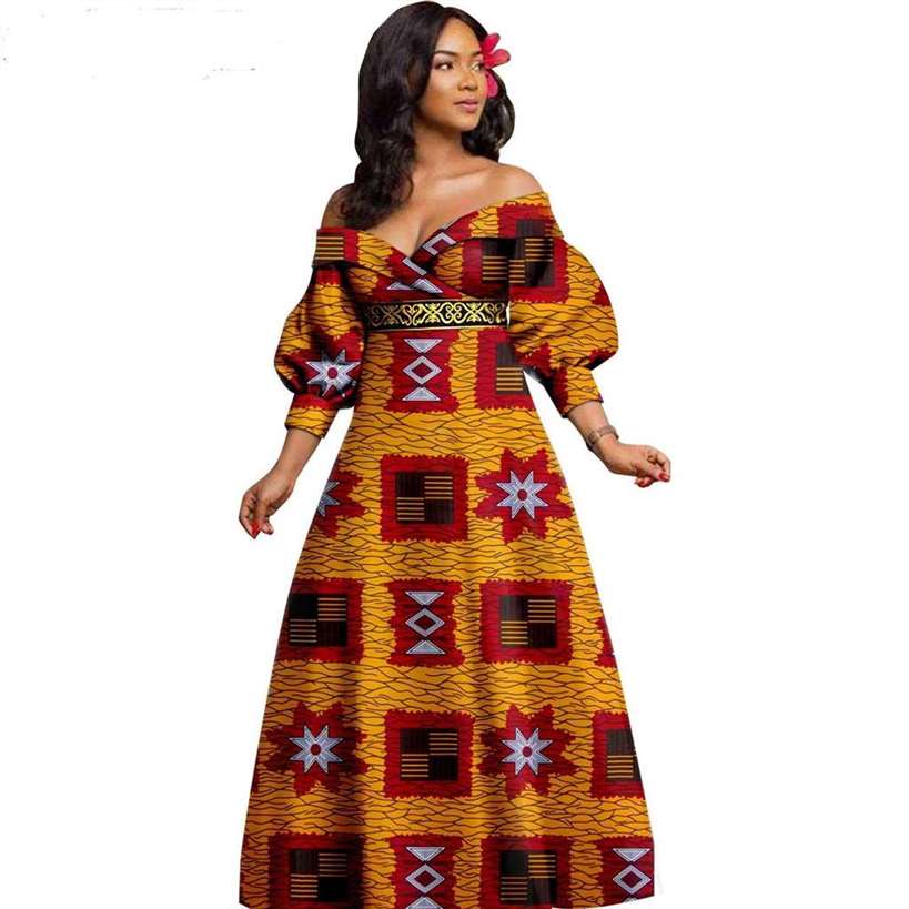 African Women Print Long Dresses Match Men Suit Sets CC046-2