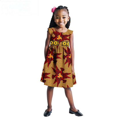 Print Appliques Dresses for Girls Ankara Outfits Summer Outerwear