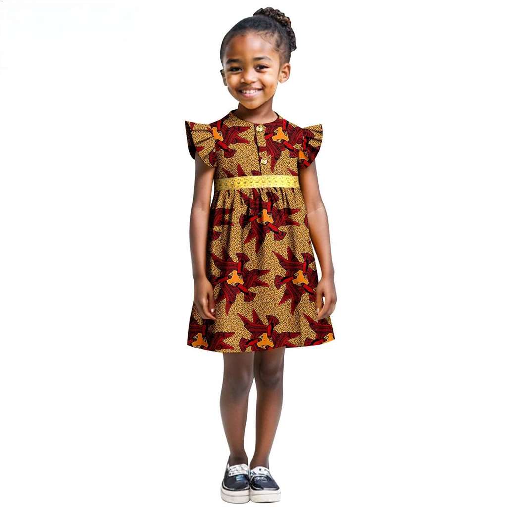 Print Dresses for Girl Summer Sleeve Dress Ankara Outfits