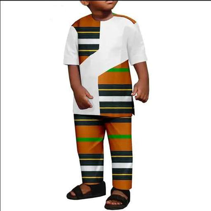 Summer Cotton Ankara Print Outfits for Boys | Top and Pant Sets