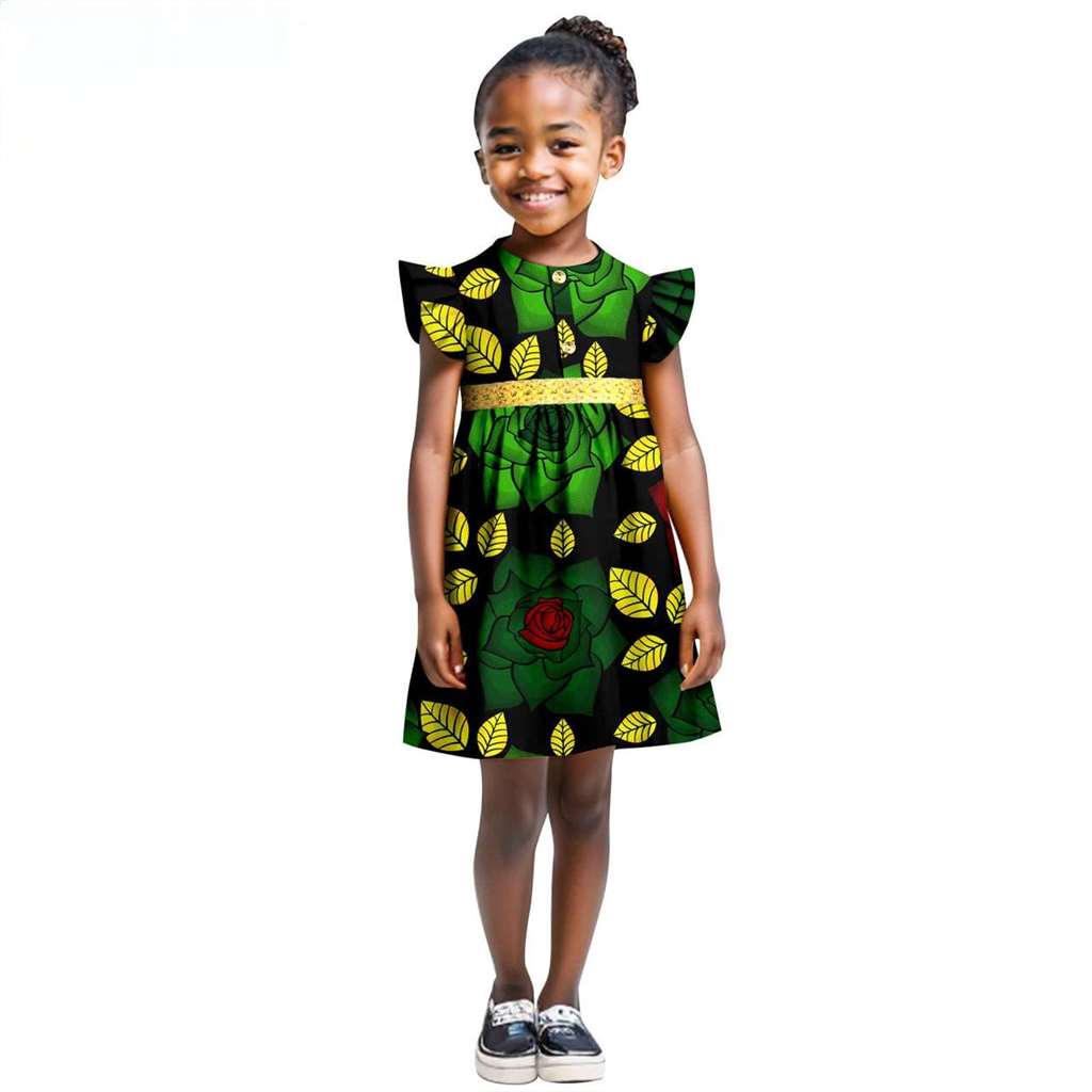 Print Dresses for Girl Summer Sleeve Dress Ankara Outfits