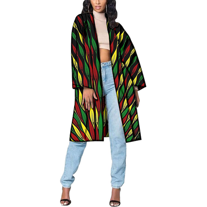 Women Casual Coat Open Front Long Blouse Ankara Print Jacket