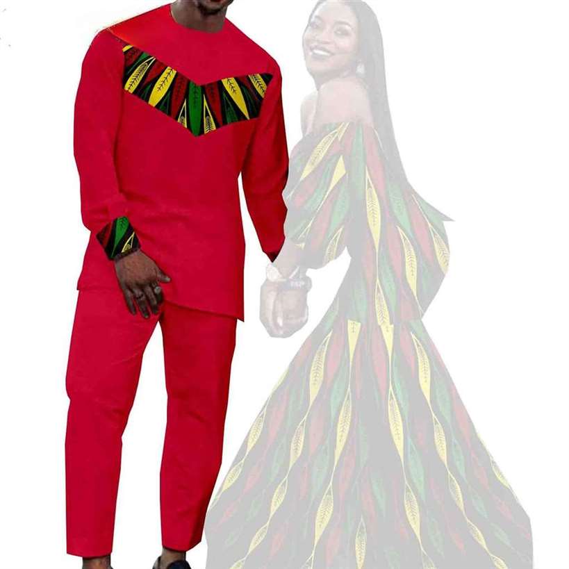 Couples African Dresses Women Print Long Match Men Sets CC005-3