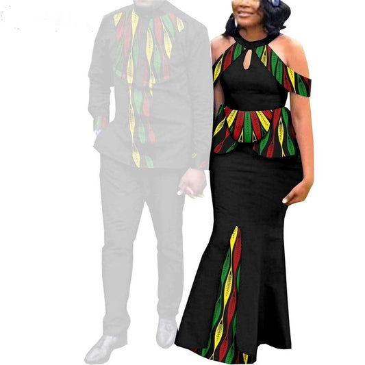 Couple African Dresses Print Mermaid Dresses Men Outfits CC013-2