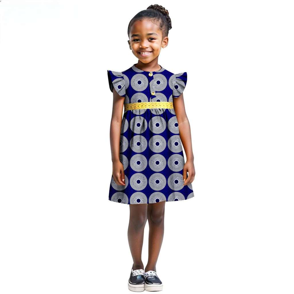 Print Dresses for Girl Summer Sleeve Dress Ankara Outfits