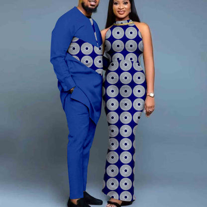 Couple African Dresses Women Matching Print Men's Sets CC031-3