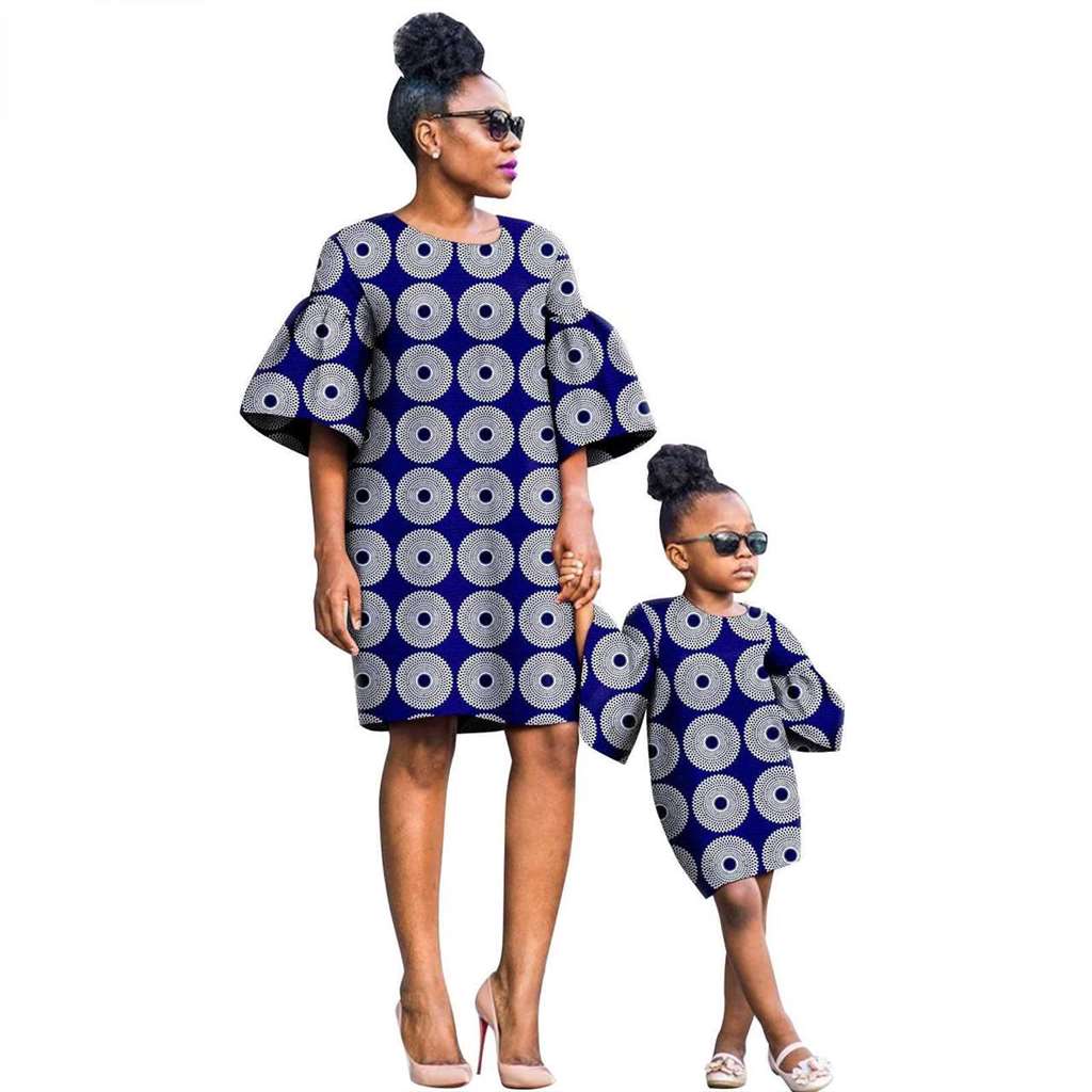 African Print Dresses for Women and Girls Sleeve Vestidos FM020-2