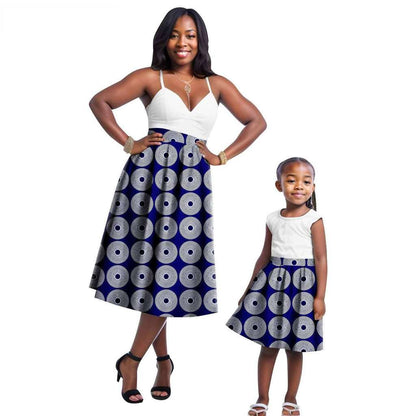 Print Dresses for Mother and Daughter Patchwork Dresses FM023-2