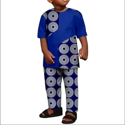 Summer Cotton Ankara Print Outfits for Boys | Top and Pant Sets