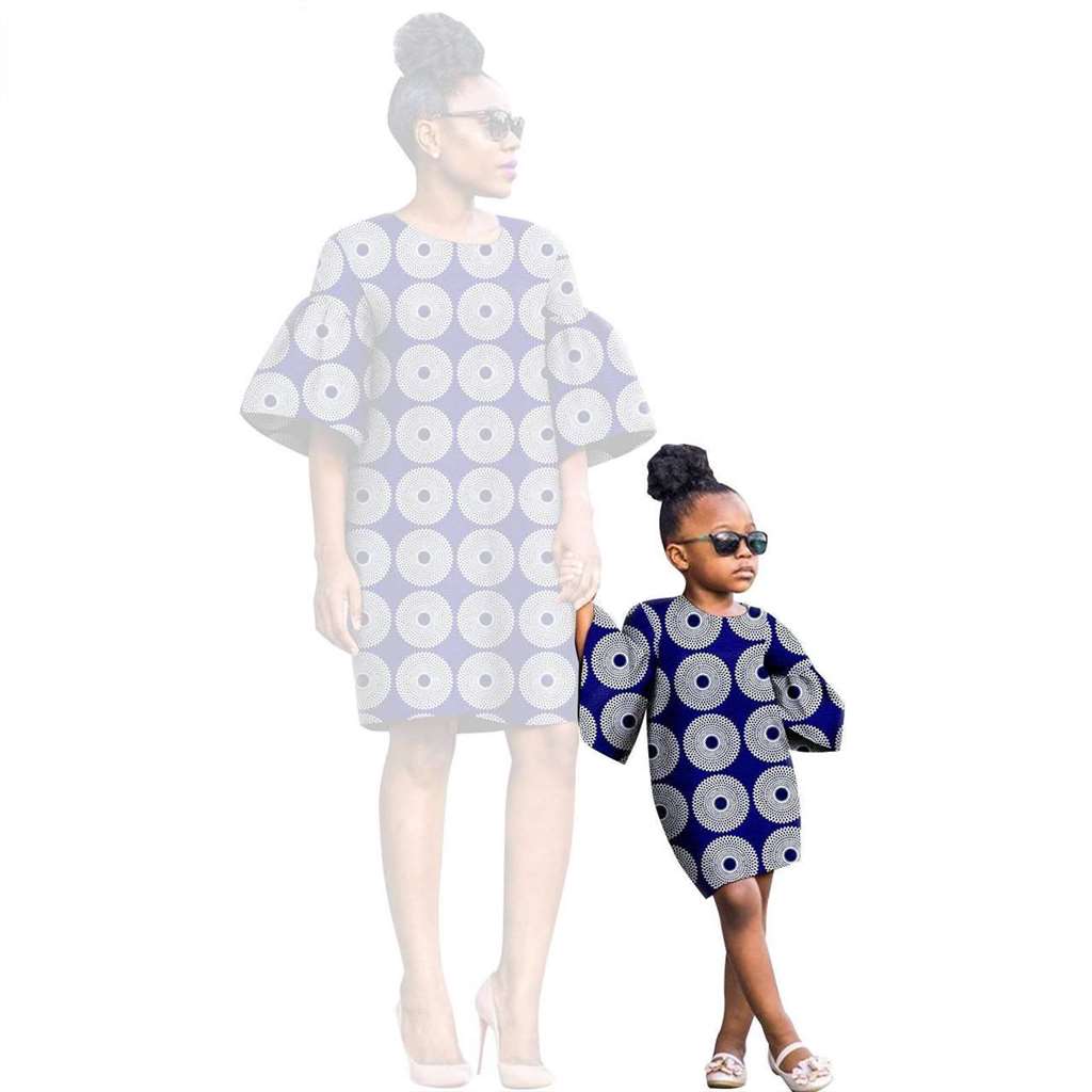 African Print Dresses for Women and Girls Sleeve Vestidos FM020-2