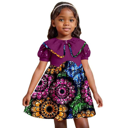 Print Dresses for Girl Ankara Embroidered Flared Dress