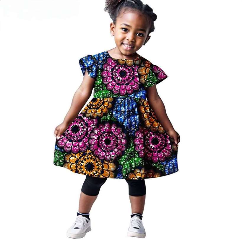 African Clothes Customized Ankara Print Dresses KID059