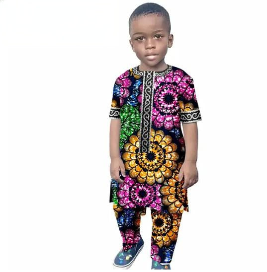 African Clothes Casual Cotton Ankara Print Top and Pant Sets