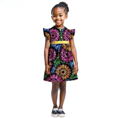 Print Dresses for Girl Summer Sleeve Dress Ankara Outfits