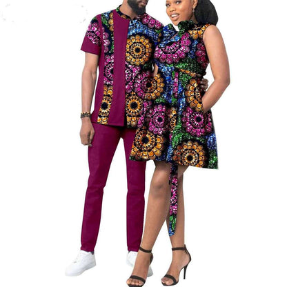 African Print Dresses for Women Couple Clothes Men Outfits CC038-2