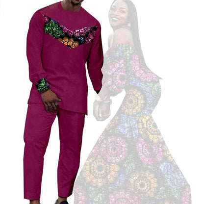 Couples African Dresses Women Print Long Match Men Sets CC005-3