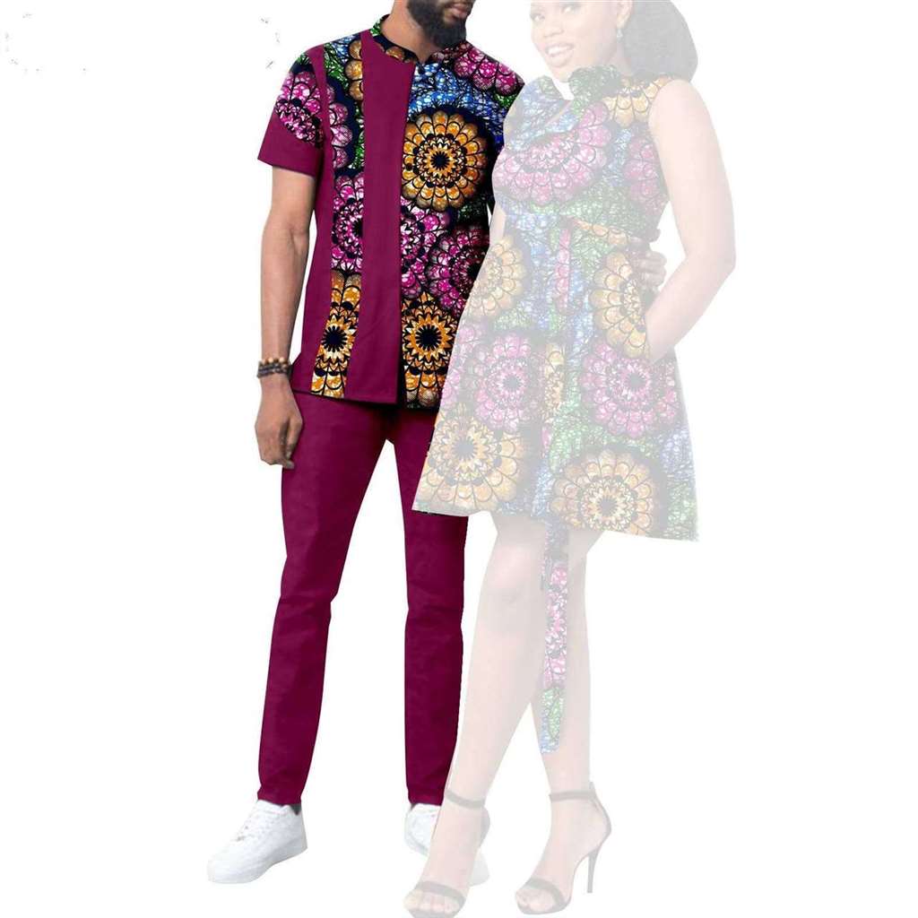 African Print Dresses for Women Couple Clothes Men Outfits CC038-2