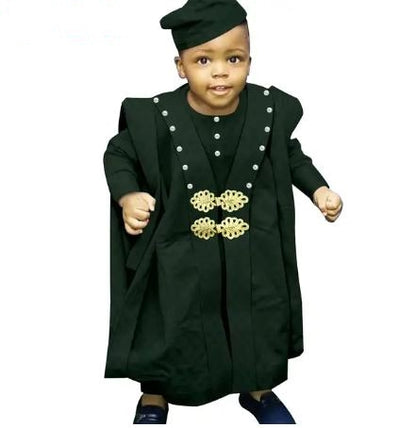 Muslim Jacquard Outfit | Tee Pant Robes and Cap Suits for kids