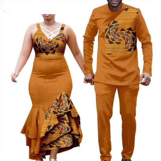 Couple Clothes Print Dresses Shirts and Pants Outfits sets CC015-2