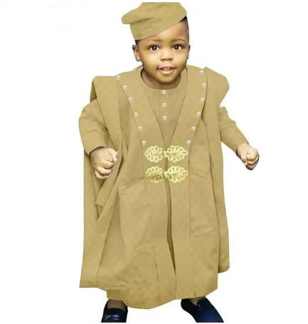 Muslim Jacquard Outfit | Tee Pant Robes and Cap Suits for kids