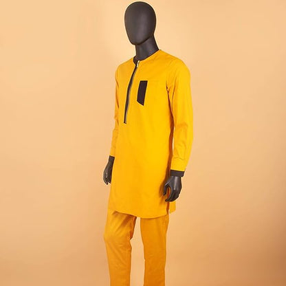 African Clothes for Men Zip Shirts and Ankara Pants Tribal Outfits